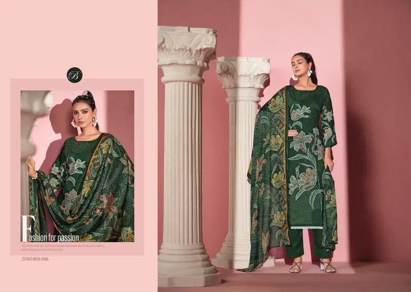  Safeena by Belliza  Cotton Printed With Handwork Dress Material